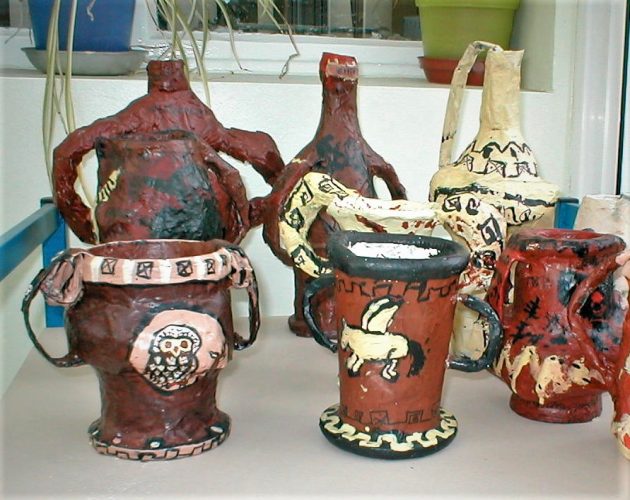 papier mache greek vases