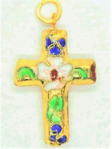 Cloisonné crucifix necklace
