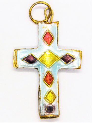 Mexican Cloisonné crucifix necklace gift